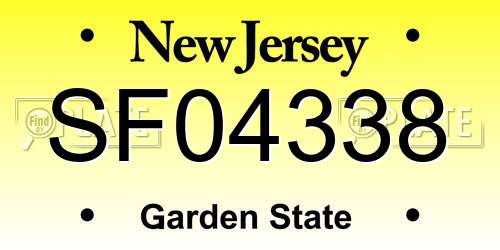 SF04338 New Jersey License Plate