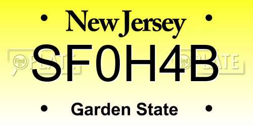 SF0H4B New Jersey License Plate