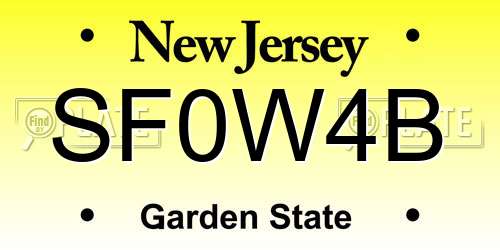 SF0W4B New Jersey License Plate