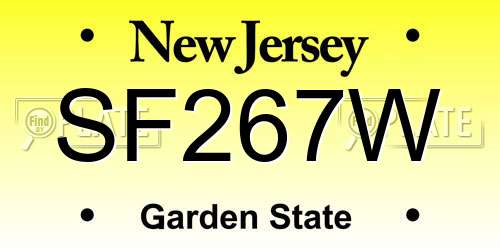 SF267W New Jersey License Plate