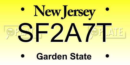 SF2A7T New Jersey License Plate