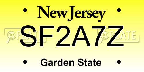 SF2A7Z New Jersey License Plate
