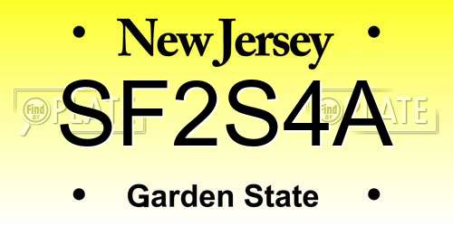 SF2S4A New Jersey License Plate