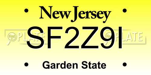 SF2Z9I New Jersey License Plate