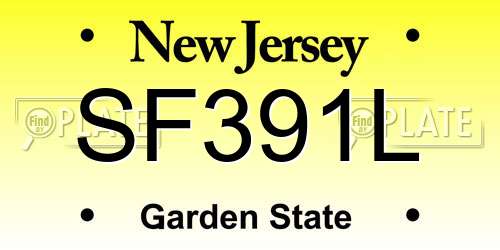 SF391L New Jersey License Plate