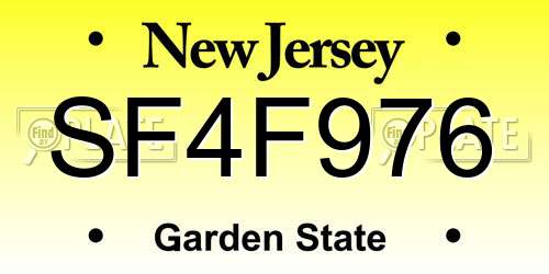 SF4F976 New Jersey License Plate