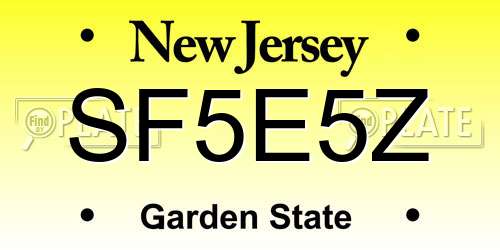 SF5E5Z New Jersey License Plate