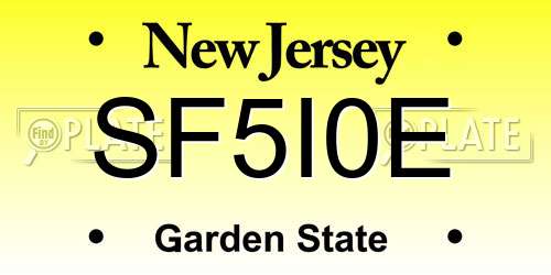 SF5I0E New Jersey License Plate