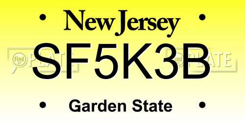 SF5K3B New Jersey License Plate