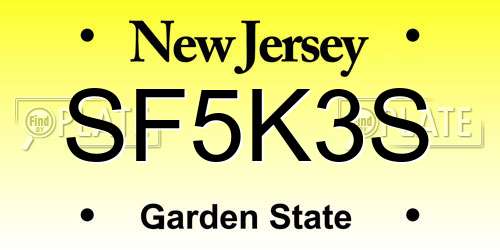 SF5K3S New Jersey License Plate