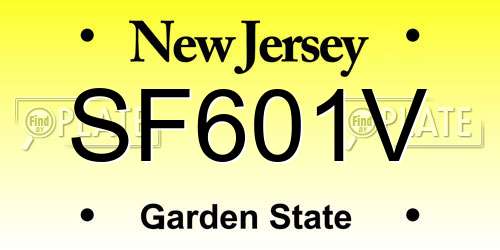 SF601V New Jersey License Plate