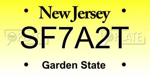 SF7A2T New Jersey License Plate