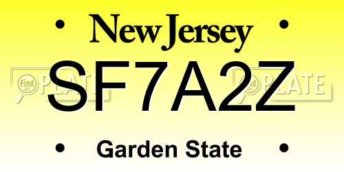 SF7A2Z New Jersey License Plate