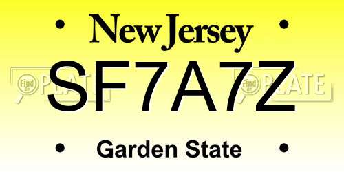 SF7A7Z New Jersey License Plate