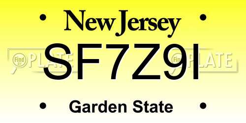SF7Z9I New Jersey License Plate