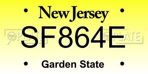 SF864E New Jersey License Plate