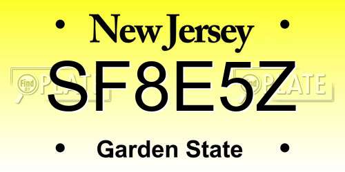 SF8E5Z New Jersey License Plate