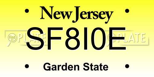 SF8I0E New Jersey License Plate