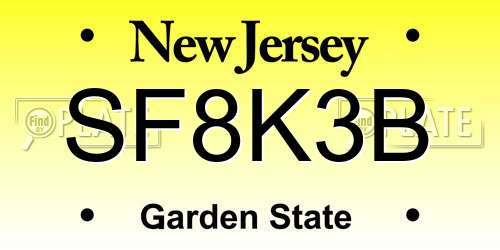 SF8K3B New Jersey License Plate