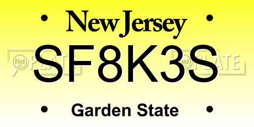 SF8K3S New Jersey License Plate