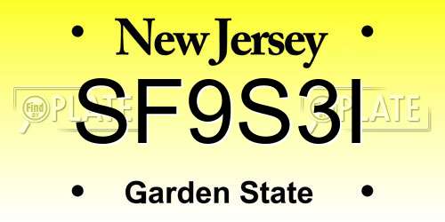 SF9S3I New Jersey License Plate