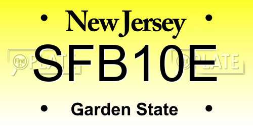 SFB10E New Jersey License Plate