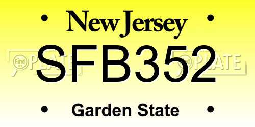 SFB352 New Jersey License Plate