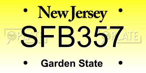 SFB357 New Jersey License Plate