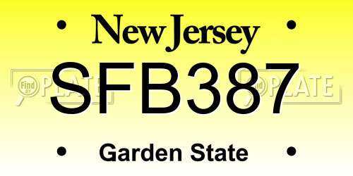SFB387 New Jersey License Plate