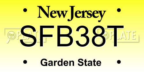 SFB38T New Jersey License Plate