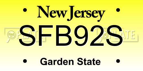 SFB92S New Jersey License Plate