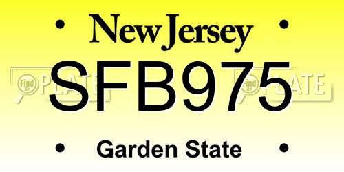 SFB975 New Jersey License Plate