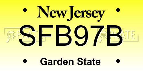 SFB97B New Jersey License Plate