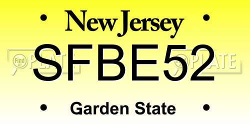SFBE52 New Jersey License Plate