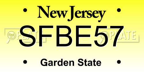 SFBE57 New Jersey License Plate
