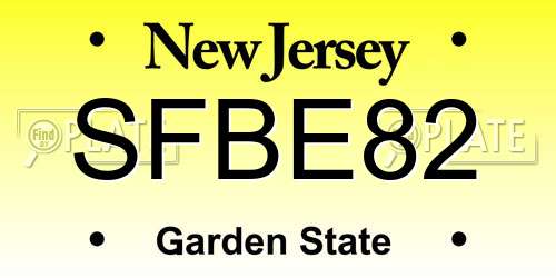 SFBE82 New Jersey License Plate