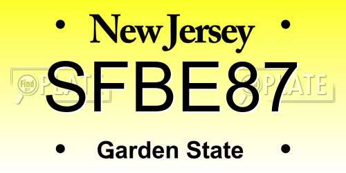 SFBE87 New Jersey License Plate