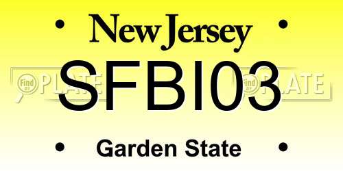 SFBI03 New Jersey License Plate