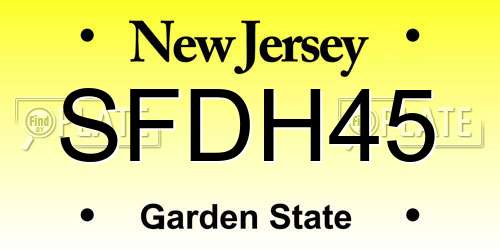 SFDH45 New Jersey License Plate