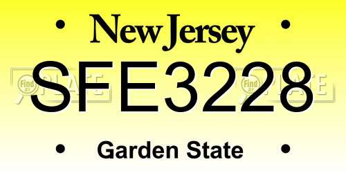SFE3228 New Jersey License Plate