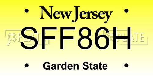 SFF86H New Jersey License Plate