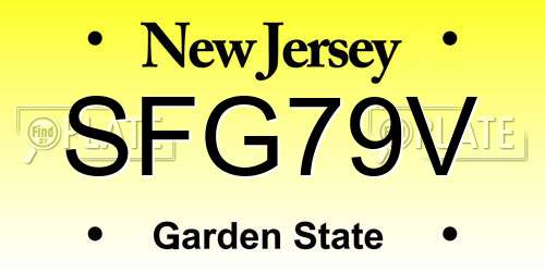 SFG79V New Jersey License Plate