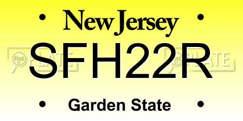 SFH22R New Jersey License Plate