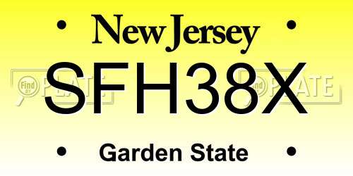 SFH38X New Jersey License Plate