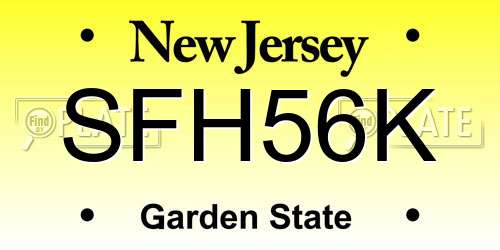SFH56K New Jersey License Plate
