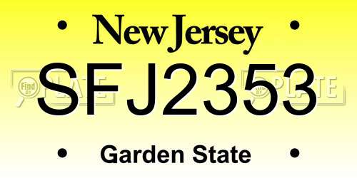 SFJ2353 New Jersey License Plate