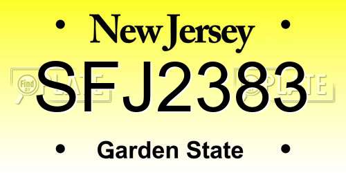 SFJ2383 New Jersey License Plate