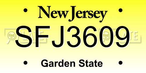 SFJ3609 New Jersey License Plate