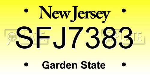 SFJ7383 New Jersey License Plate