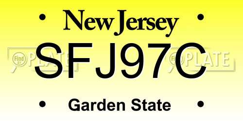 SFJ97C New Jersey License Plate